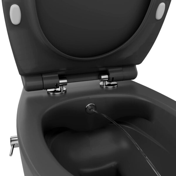 Wandcloset met bidet antraciet, geintegreerde kraan koud, randloos, inclusief softclose toiletbril 2