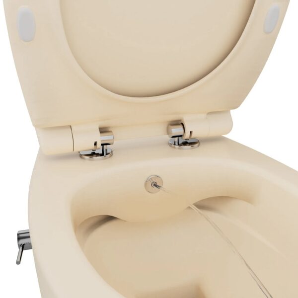 Wandcloset met bidet ivoor, geintegreerde kraan koud, randloos, inclusief softclose toiletbril 2