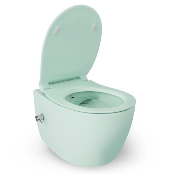 Wandcloset met bidet mint, geintegreerde kraan koud, randloos, inclusief softclose toiletbril 1
