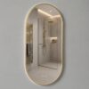 Ovale LED Badkamerspiegel 50 x 100 cm Geborsteld Goud - Met Verwarming - Touchbediening - Verlichting 3500-6500K
