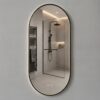 Ovale LED Badkamerspiegel 50 x 100 cm Mat Zwart - Met Verwarming - Touchbediening - Verlichting 3500-6500K