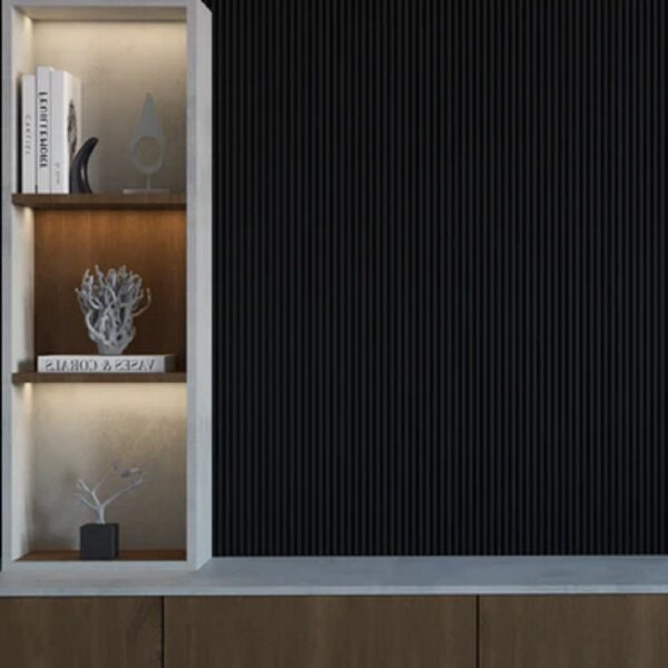 Decoratieve wandpaneel mdf, wp10 y76 mat zwart ( 12,6 x 280 cm ) 2