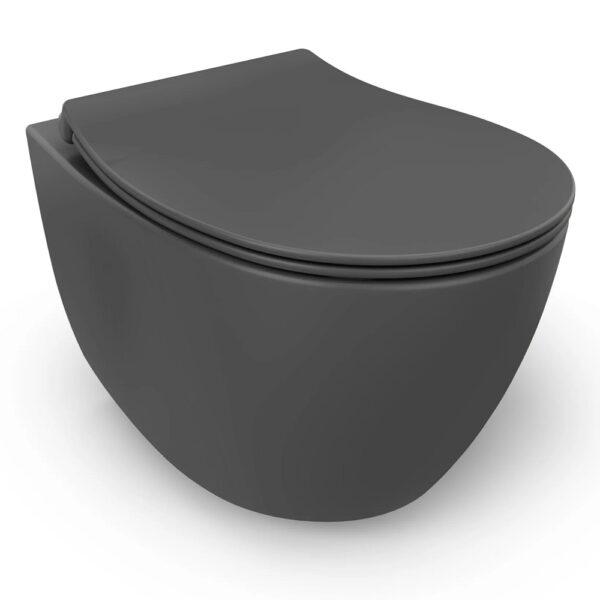 Isvea Wandcloset Antraciet - Zonder Spoelrand - Inclusief Softclose Toiletbril