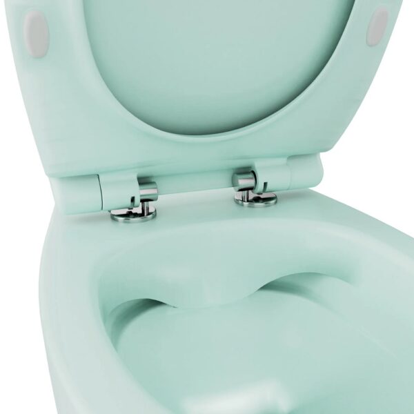 Wandcloset mat mint groen, zonder spoelrand, inclusief softclose toiletbril 2