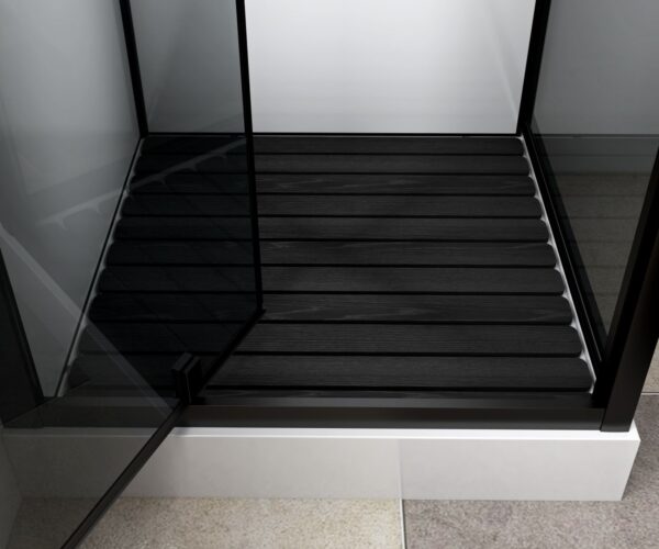 Complete douchecabine met draaideur 90x225x90 cm omkeerbaar mat zwarte profielen grijs rookglas 2