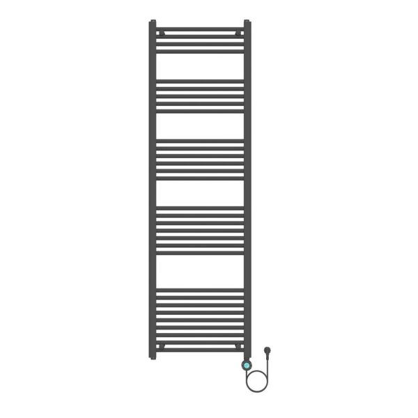 Elektrische Handdoekdroger Smart WiFi Mat Zwart 1000W 1800x550 mm Digitale Programmeerbare Thermostaat Aansluiting Rechts