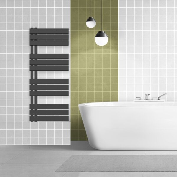 Handdoekradiator link srechts aansluiting combi, zwart,