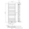 Handdoekradiator midden aansluiting, 1600x600 bfrw