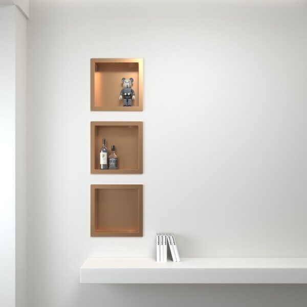 Inbouwnis 30x30x7 cm Geborsteld Koper