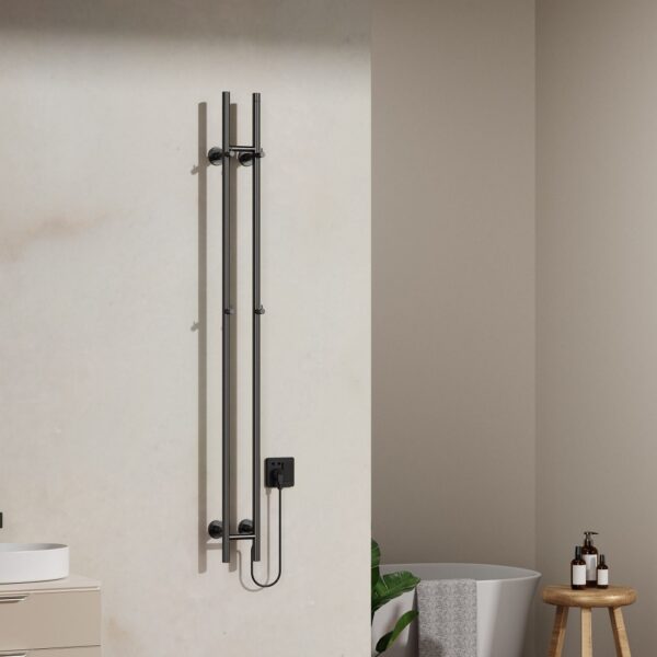 Staafhanddoekdroger elektrisch, dubbel, 120w, Ø2,5cm,150x16,8x12,7 cm, gunmetal 1