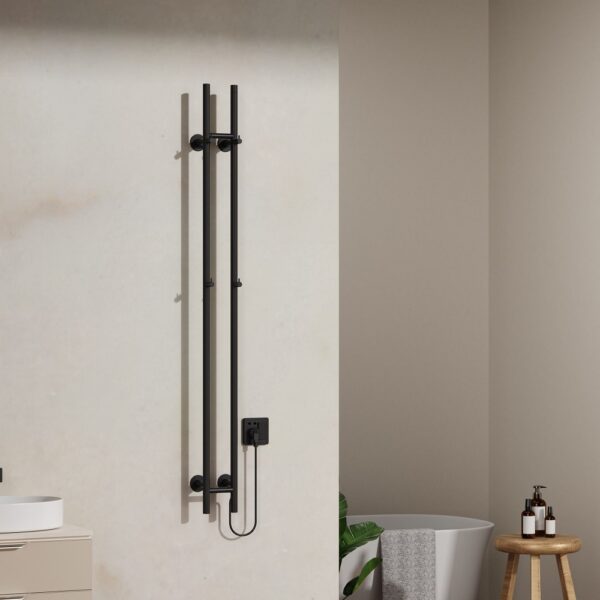 Staafhanddoekdroger elektrisch, dubbel, 120w, Ø2,5cm,150x16,8x12,7 cm, mat zwart 1