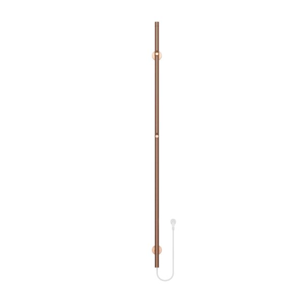Staafhanddoekdroger elektrisch, enkel, 60w, Ø2,5cm, 150x6,3x12,7 cm, geborsteld koper