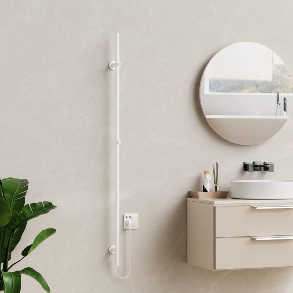 Staafhanddoekdroger elektrisch, enkel, 60w, Ø2,5cm, 150x6,3x12,7 cm, glanzend wit 1