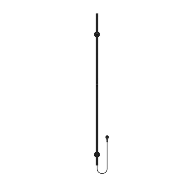 Staafhanddoekdroger elektrisch, enkel, 60w, Ø2,5cm, 150x6,3x12,7 cm, mat zwart