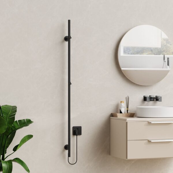 Staafhanddoekdroger elektrisch, enkel, 60w, Ø2,5cm, 150x6,3x12,7 cm, mat zwart 1