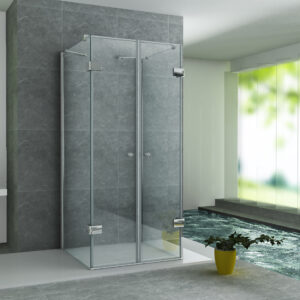 Douchecabine u opstelling met 2 draaideuren en 2 zijwanden 90x90x195 cm chroom & helder glas