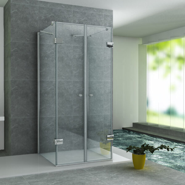 Douchecabine u opstelling met 2 draaideuren en 2 zijwanden 90x90x195 cm chroom & helder glas