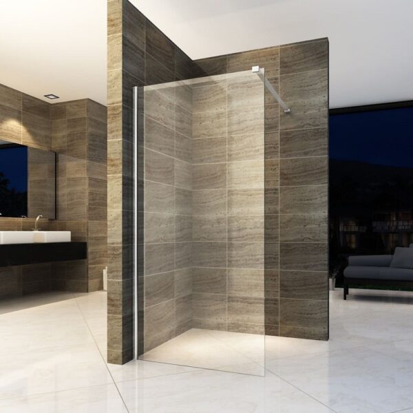 Inloopdouchewand 140 x 200 cm helder glas 8 mm met nano anti kalk, chroom