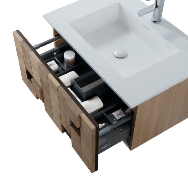 Mimoza wastafelonderkast 1 lade greeploos soft close 79x40x52 cm licht eiken 2