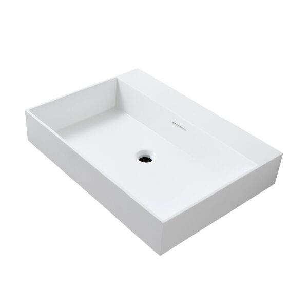Wonda square wastafel 1 wasbak met overloop zonder kraangat kunstmarmer 80x12x52,5 cm mat wit