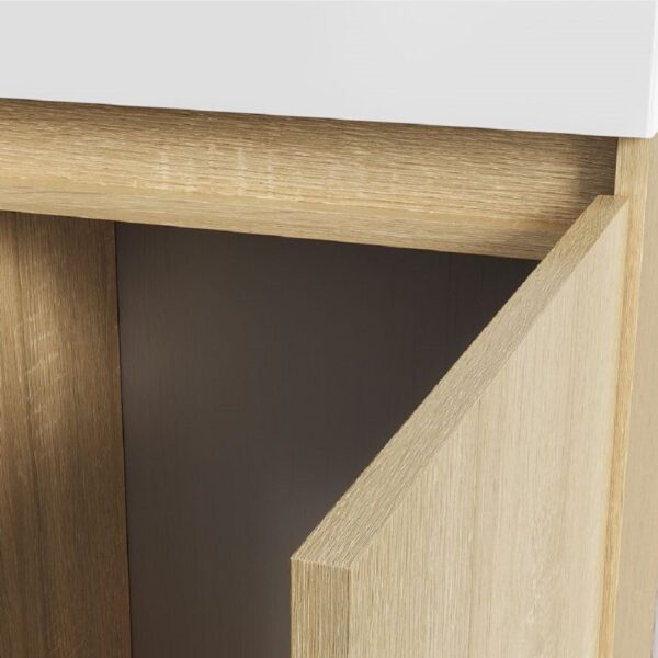 Zyro toiletmeubelset compleet onderkast met 1 deur greeploos soft close omkeerbaar spiegel fontein 40,5x22,5 cm licht eiken 2