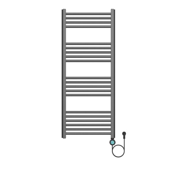 Elektrische handdoekdroger met digitale, programeerbare thermostaat smart wifi aansluiting rechts 700w 1200x500 mm gunmetal