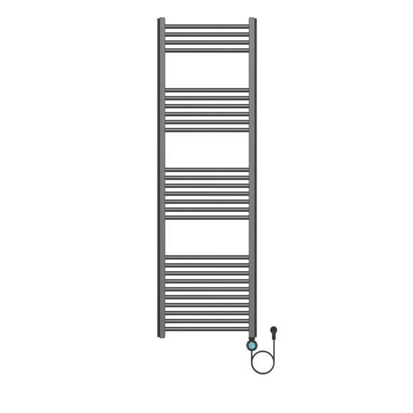Elektrische handdoekdroger met digitale, programeerbare thermostaat smart wifi aansluiting rechts 700w 1600x500 mm gunmetal