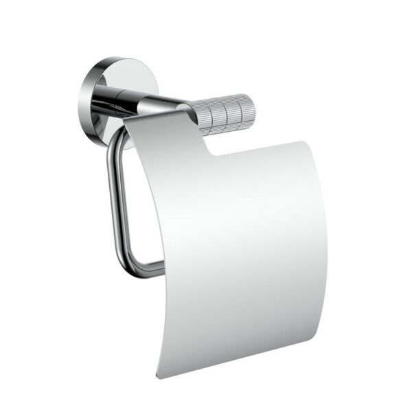 Stria toiletrolhouder met klep afwerking met verfijnde ribbelstructuur chroom