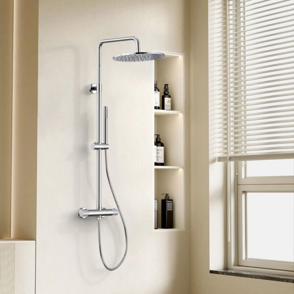 STRIA Thermostatisch Regendoucheset met Ribbeldetails 30 cm Hoofddouche Cool Touch Chroom
