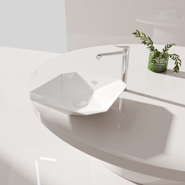 Creavit ruby rb040 waskom opbouw keramiek zonder overloop zonder kraangat 40x8,5x40 cm glanzend wit 2