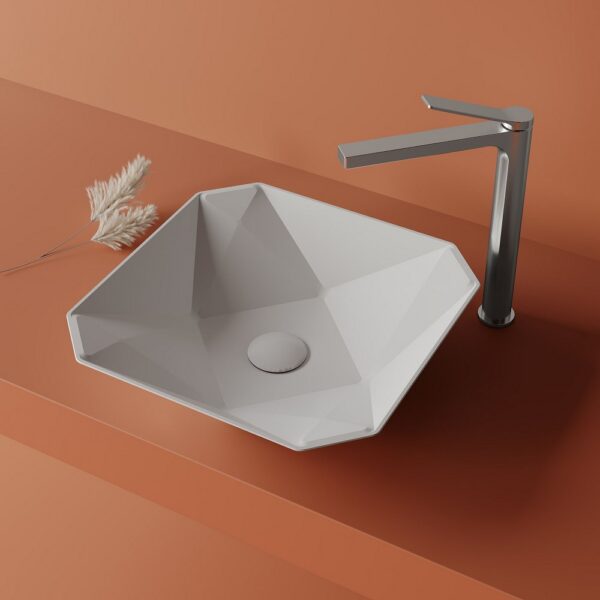 Creavit ruby rb040 waskom opbouw keramiek zonder overloop zonder kraangat 40x8,5x40 cm glanzend wit 3