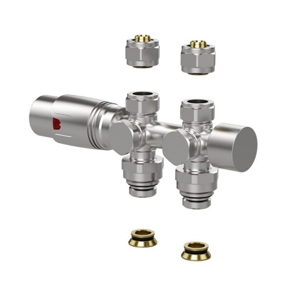Design Thermostatische Radiatorkraan Middenaansluiting Universeel (Muur & Vloer) Geborsteld RVS