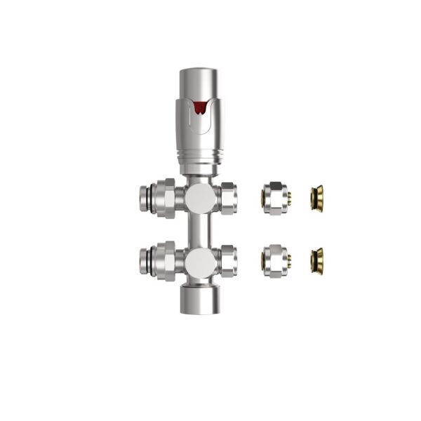 RADIATORKRAAN - DESIGN - THERMOSTATISCH - MUUR-EN VLOERAANSLUITING - 1/2MX16/2 M30 - GEBORSTELD RVS