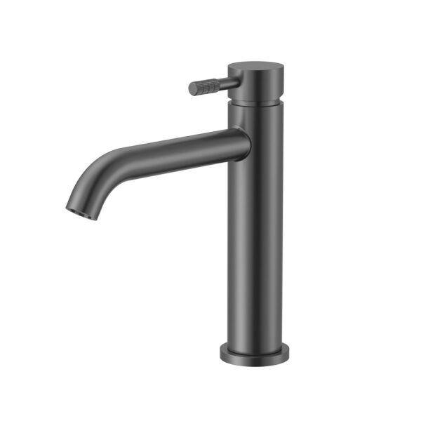 Stria wastafelmengkraan cold start hendel met verfijnde ribbelstructuur zonder afvoerplug gunmetal (pvd)