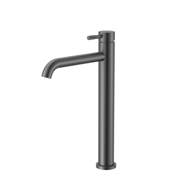 Stria wastafelmengkraan hoog cold start hendel met verfijnde ribbelstructuur zonder afvoerplug gunmetal (pvd)