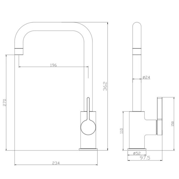 Arch keukenmengkraan draaibare uitloop