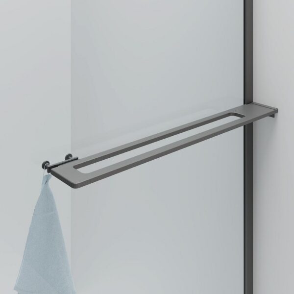 CURVY Gebogen Inloopdouche met Handdoekhouder - 8 mm Veiligheidsglas - Anti-Kalk - Omkeerbaar - 100×200 cm - Helder Glas - Geunmetal