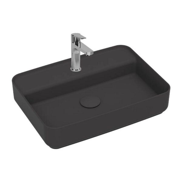 Isvea infinity rechthoekige wastafel 55 cm, antraciet (met afvoerplug)