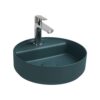 Isvea infinity ronde wastafel 42 cm met afvoerplug, petrolgroen