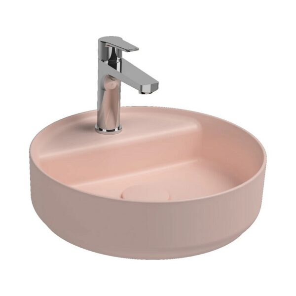 Isvea infinity ronde wastafel 42 cm met afvoerplug, zalmroze