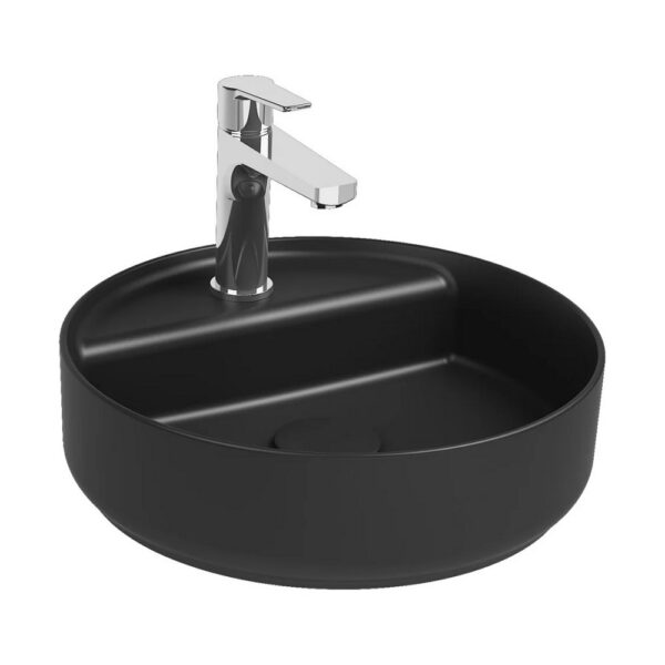 Isvea infinity ronde wastafel 42 cm met afvoerplug, zwart