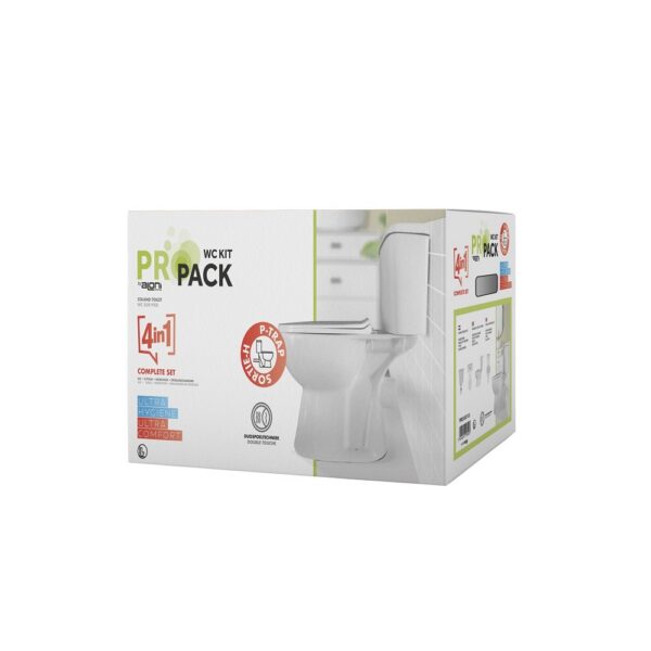 Pro complete duoblok staand toilet, p trap, dubbele spoeling, softclose zitting, glanzend wit 7