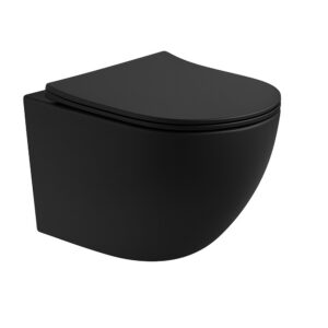 PRO Hangtoilet Tornado Flush Randloos Inclusief Soft Close Zitting Compact 49 cm Mat Zwart