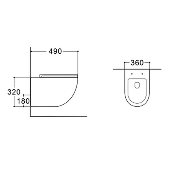 PRO Hangtoilet Tornado Flush Randloos Inclusief Soft Close Zitting Compact 49 cm t