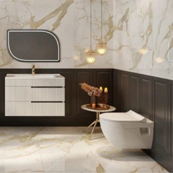 Seramiksan Gold Calacatta 60x120 cm Hoogglans Goud Marmerlook Vloer en Wandtegel