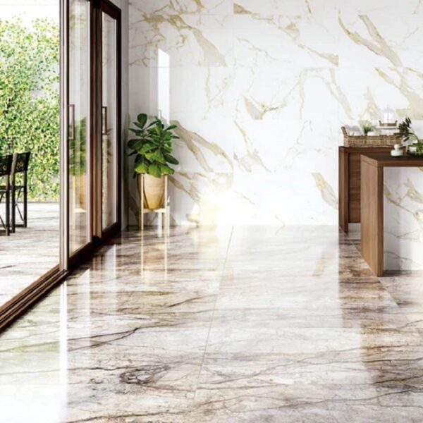Seramiksan Gold Calacatta 60x120 cm Hoogglans Goud Marmerlook Vloer en Wandtegel