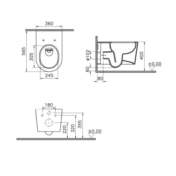VitrA Nest Randloze Hangende Wandcloset t