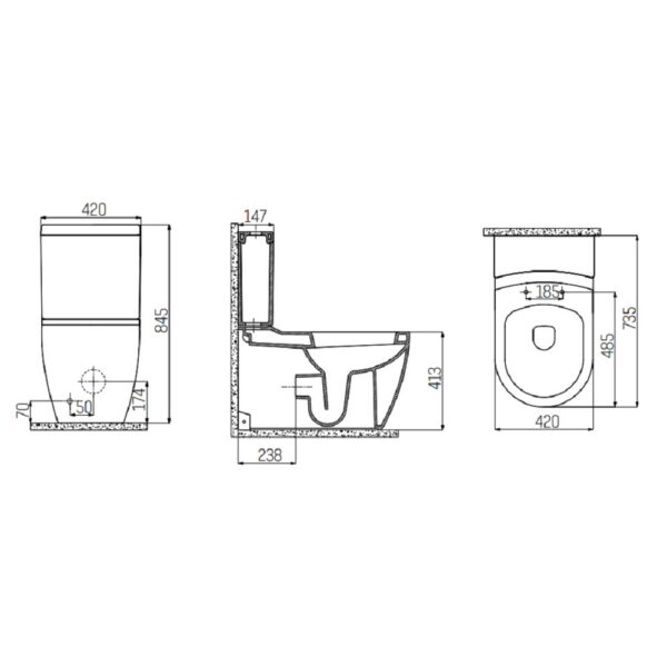 Creavit GRANDE XXL Staande WC Onderpot Muur of Onderuitgang Wit t