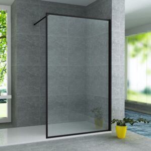 Inloopdouchewand met Mat Zwart Profiel 140x200 cm 8 mm Helder Veiligheidsglas Antikalk Coating