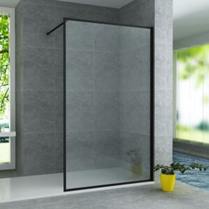 Inloopdouchewand met Mat Zwart Profiel 80x200 cm 8 mm Helder Veiligheidsglas Antikalk Coating